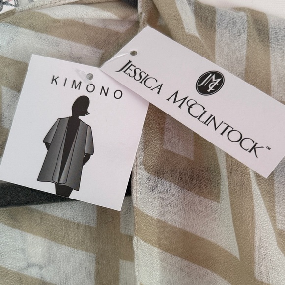 Jessica McClintock Cream and Tan Kimono - Picture 2 of 7